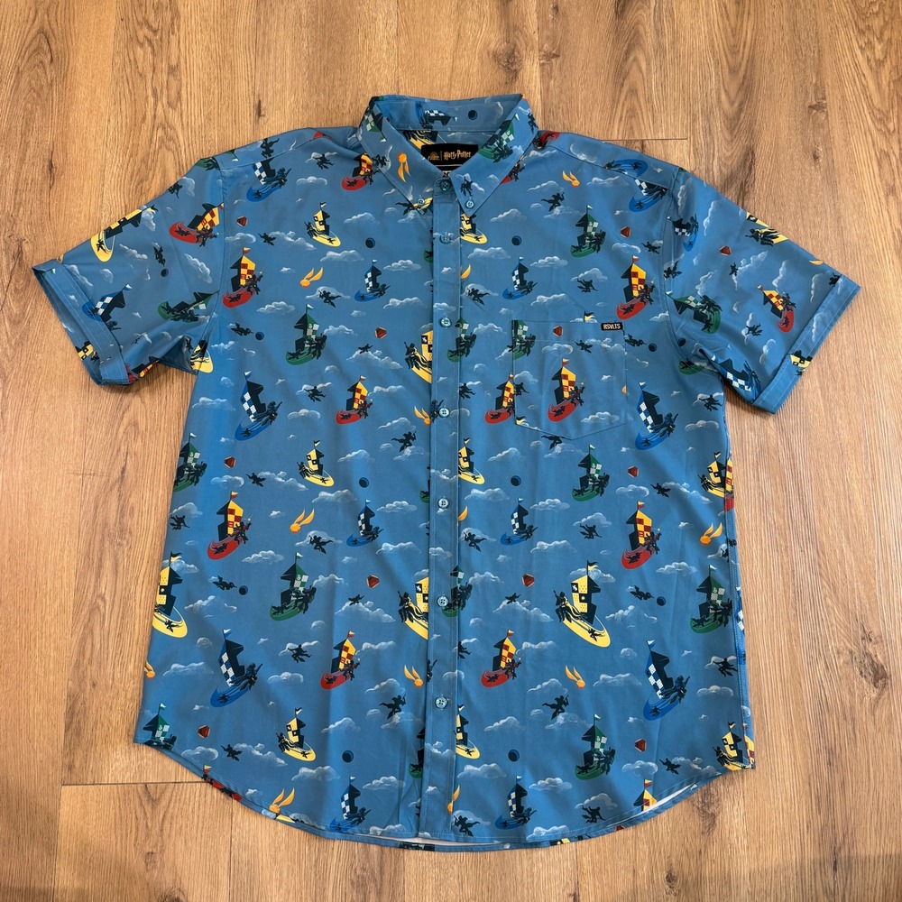 RSVLTS Harry Potter Bludger Quidditch Kunuflex Button Down SS Shirt Mens 2XL